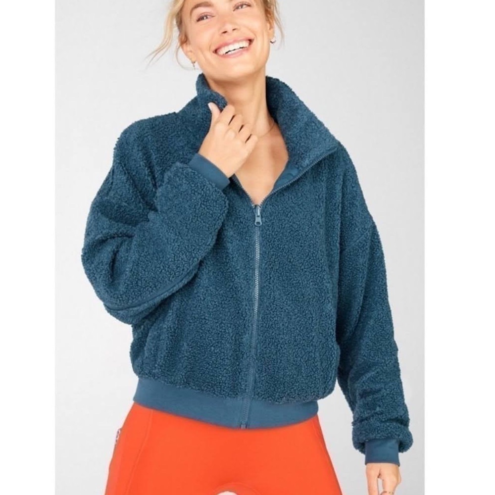 Fabletics Spencer Reversible Jacket Celestial Blue Full Zip High Neck XXL